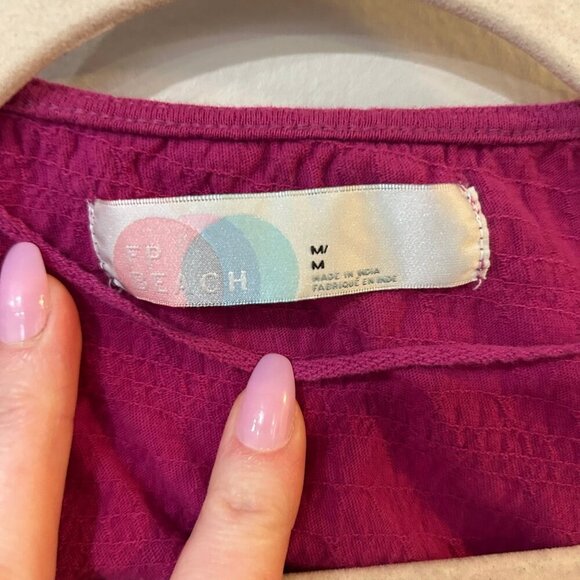 Free People Beach Vivi Fuchsia Short Sleeve Mini Dress Cover Up Size Medium - Picture 3 of 7